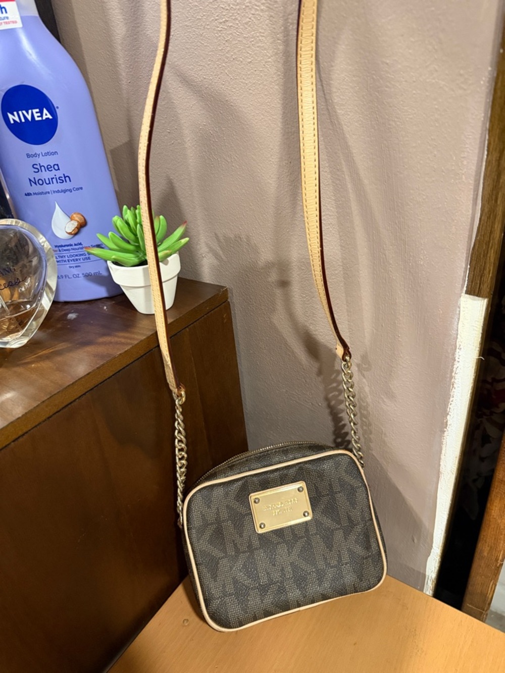 Michael Kors Monogram Camera Crossbody in Black and Cream - Picture 7 of 7